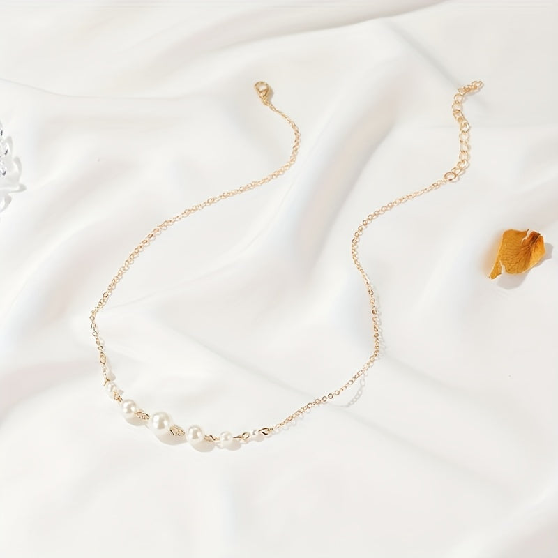 Elegant Round Shape Faux Pearl Chain Necklace