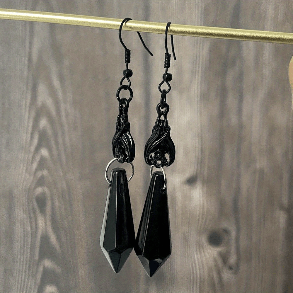 Gothic Vintage Red Crystal Earrings with Y2K Dark Bat Crystals - A Stylish Accessory for Any Outfit!