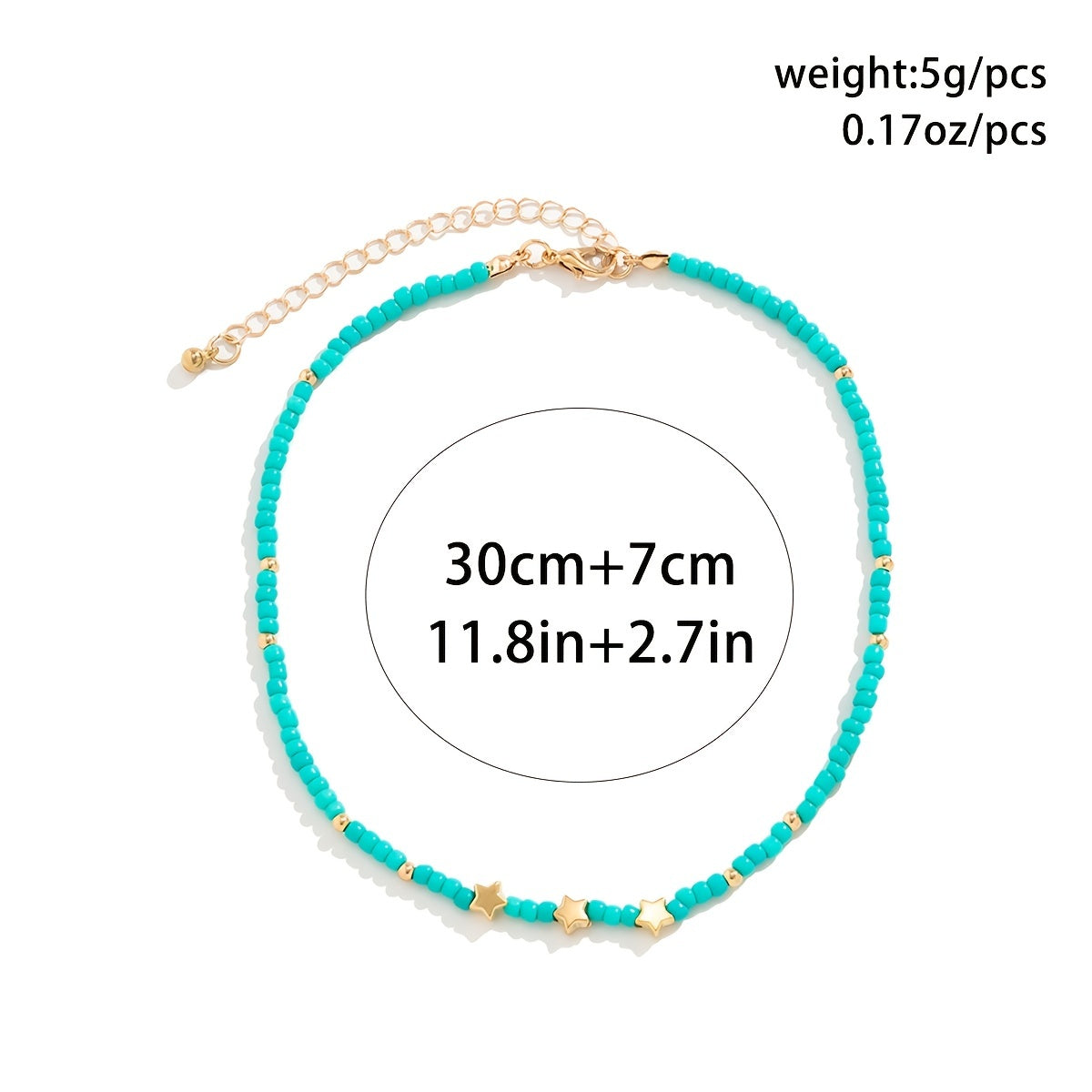 Simple Handmade Beaded Necklace Vintage Colorful Star Necklace 1pc Holiday Style