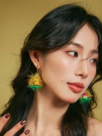 LB Hand Crochet "Triangle Tree" Earrings Christmas LOJL86