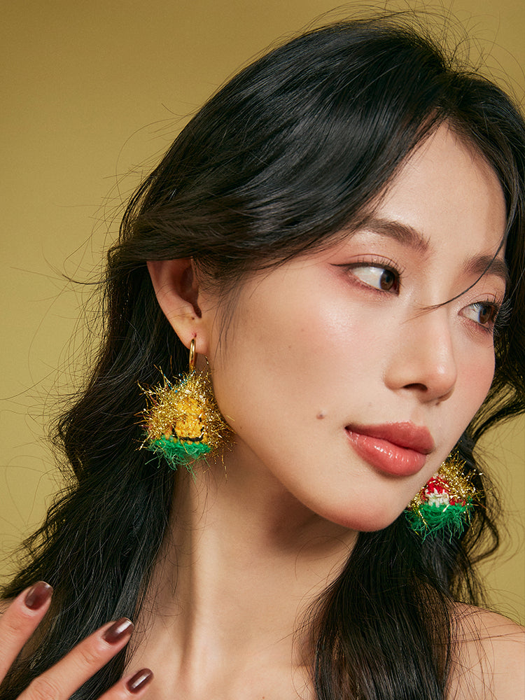 LB Hand Crochet "Triangle Tree" Earrings Christmas LOJL86