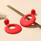 Hollow Circle Design Macaroon Color Dangle Earrings Cute Minimalist Style Acrylic Jewelry Delicate Female Gift