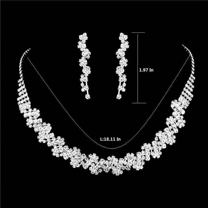 2 pcs Elegant Rhinestone Choker Necklace and Drop Earrings Set for Women - Perfect for Prom, Weddings, and Photography Props