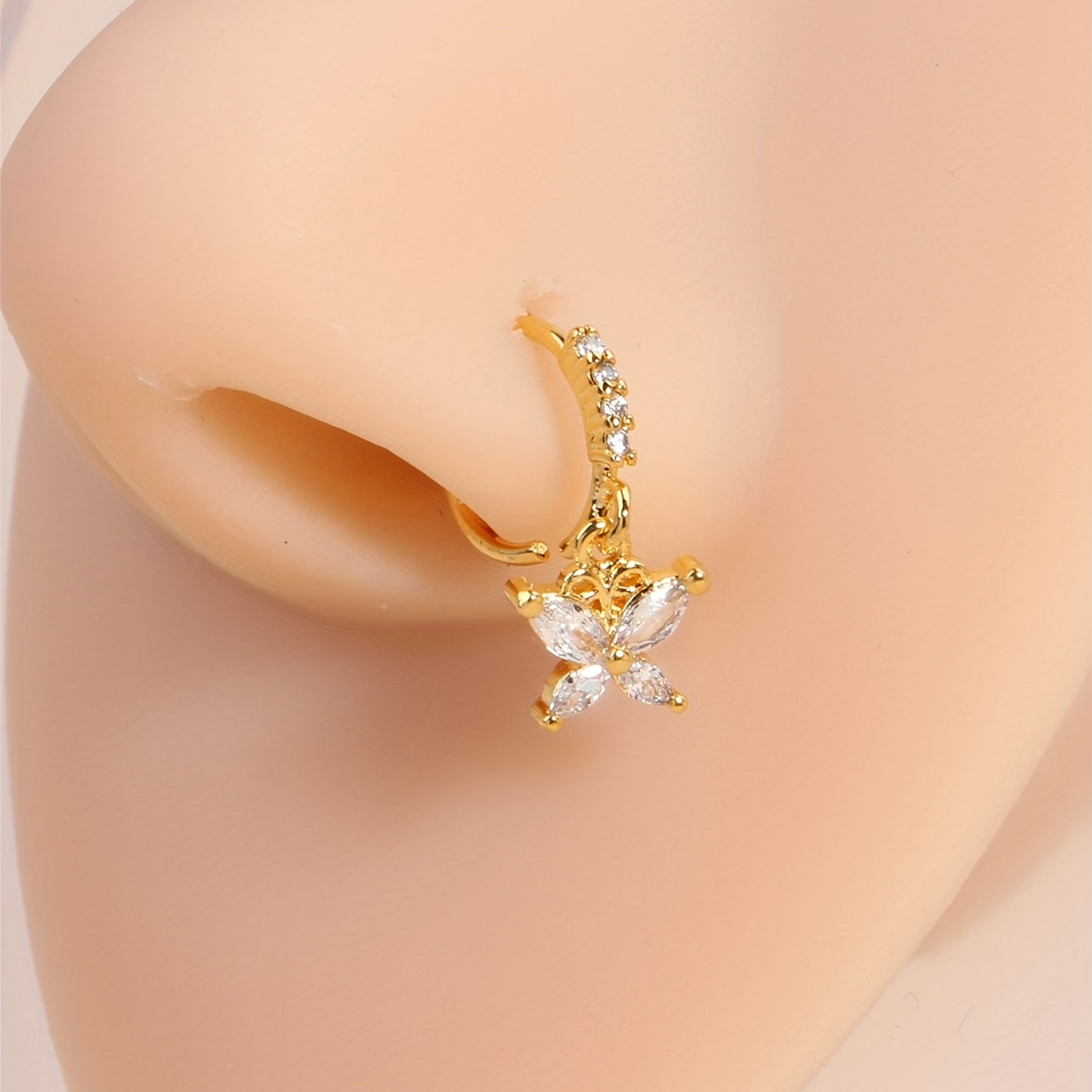Unleash Your Inner Butterfly with our Dangle Nose Hoop Rings - Perfect for Body Piercing Jewelry!