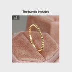 Gorgeous Gold-Plated Bead-Shaped Wave Point Stacking Ring for Women