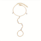 Stylish Trendy Mittens Faux Pearl Alloy Bracelet Female Accessories