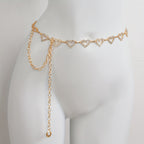 Bling Bling Hollow Out Love Heart Waist Chain Inlaid Shiny Rhinestone Elegant Waist Belt Body Chain