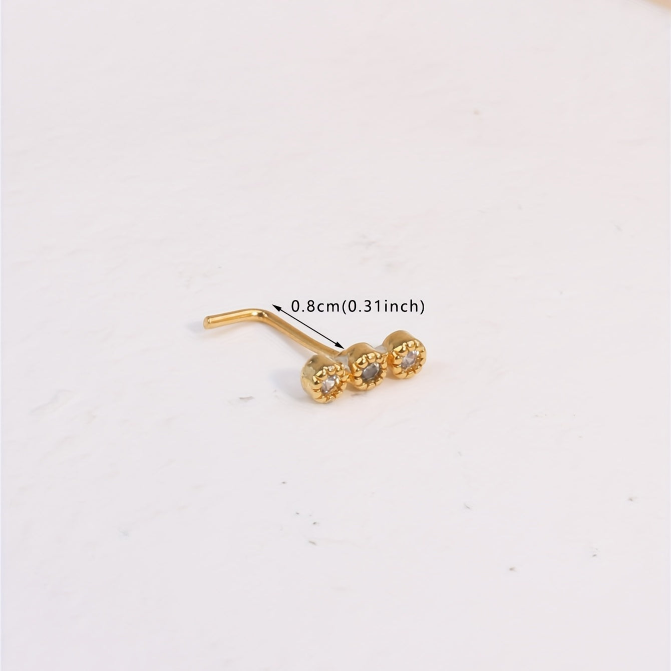 1pc Simple L-Shape Nose Nail Ring Inlaid Shiny Zircon Body Piercing Jewelry