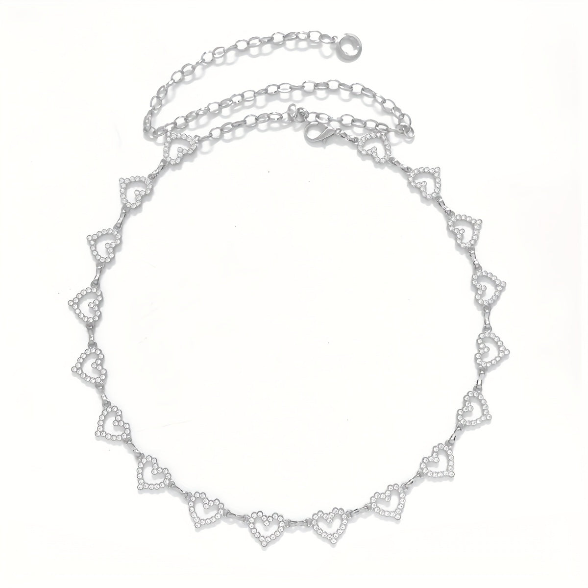 Bling Bling Hollow Out Love Heart Waist Chain Inlaid Shiny Rhinestone Elegant Waist Belt Body Chain
