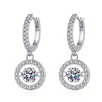 Elegant Sterling Silver Hoop Earrings with Sparkling Moissanite - Perfect for Daily Casual and Luxury Style