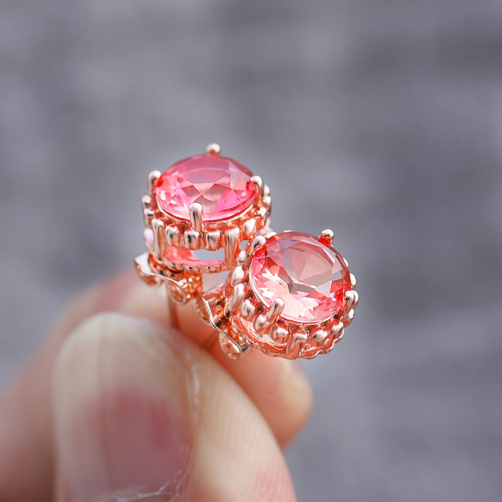 Gorgeous Rose Gold & Tourmaline Diamond Earrings - Perfect for Weddings, Anniversaries & Valentine's Day!