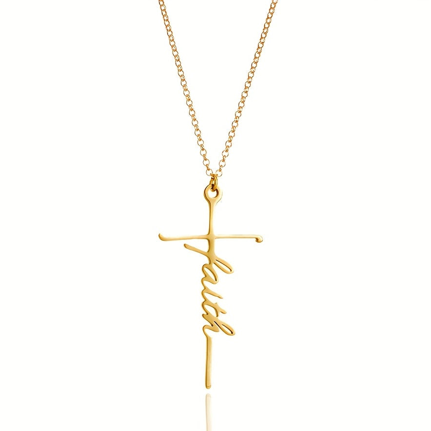 Simple Style Golden Cross Faith Multilayer Necklace Set Female Neck Jewelry Gift Accessories
