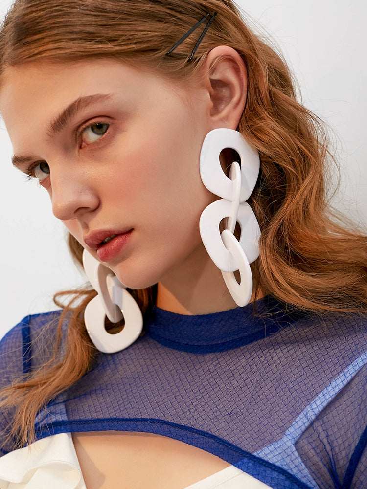 FN Acetate Acrylic Irregular Chain Earrings  LOJS128