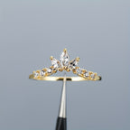 Trendy Crown Shape Ring 18k Gold Plated Inlaid Zircon Match Daily Outfits Dainty Party