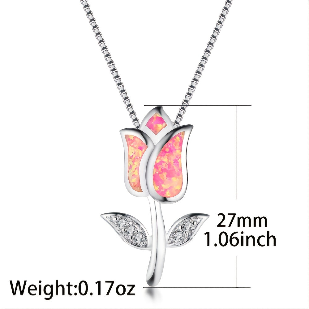Opal Tulip Pendant Necklace - A Perfect Mother's Day Gift for the Special Woman in Your Life!