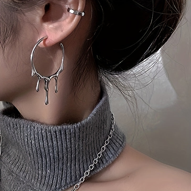 Gothic Punk Retro Style Irregular Hoop Earrings: A Unique Gift for the Stylish Woman in Your Life!