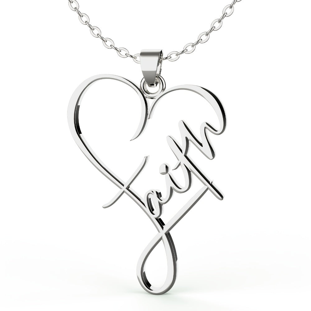 Stainless Steel Heart-Shaped Christian Faith Pendant Necklace for Men and Women - Perfect Gift for Church, Prayer and Religious Occasions