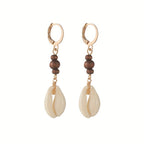 Add a touch of vintage elegance with our Seashell Dangle Wooden Bead Earrings for Women