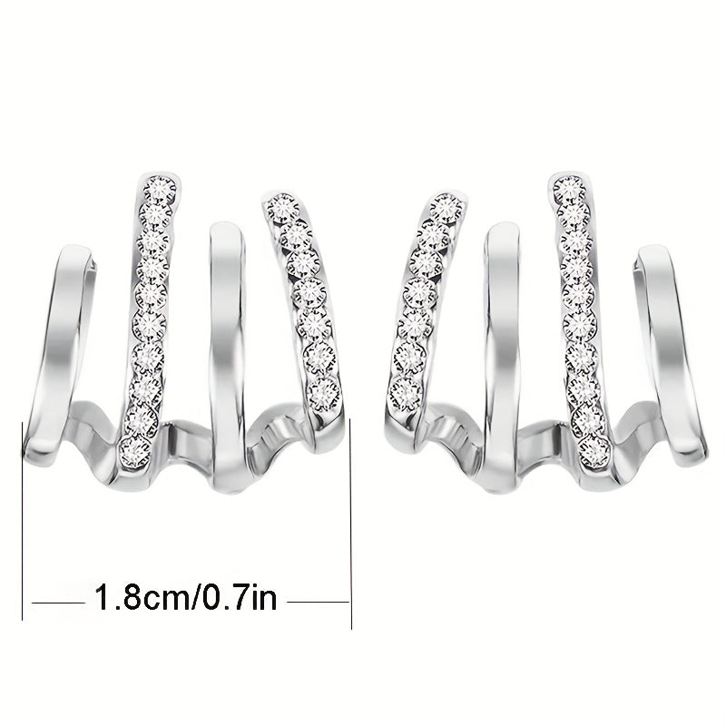 Claw Design Inlaid With Shiny Zircon Decor Elegant Sexy Stud Earrings Copper Jewelry Daily Casual