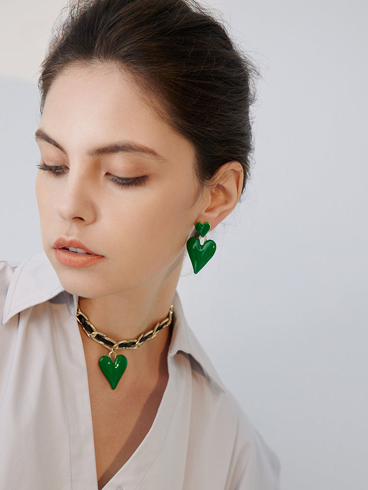 FN Green “Loveâ€?Pendant Earrings LOJS66