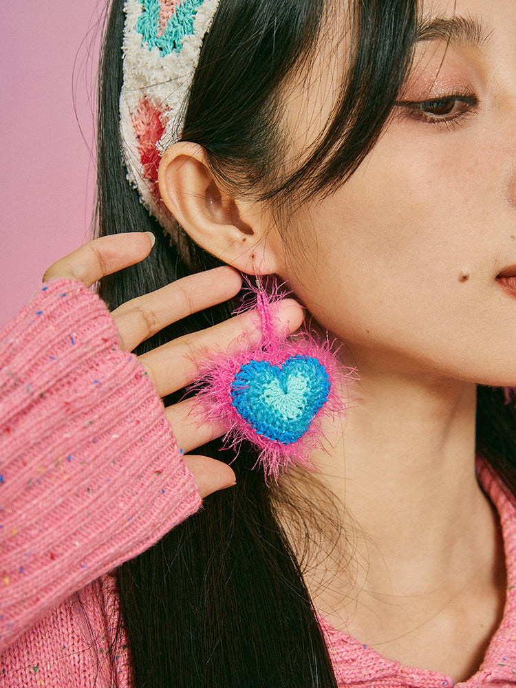 LB Hand Crochet  Gradient Earrings "Love" Ear Clip LOJL84