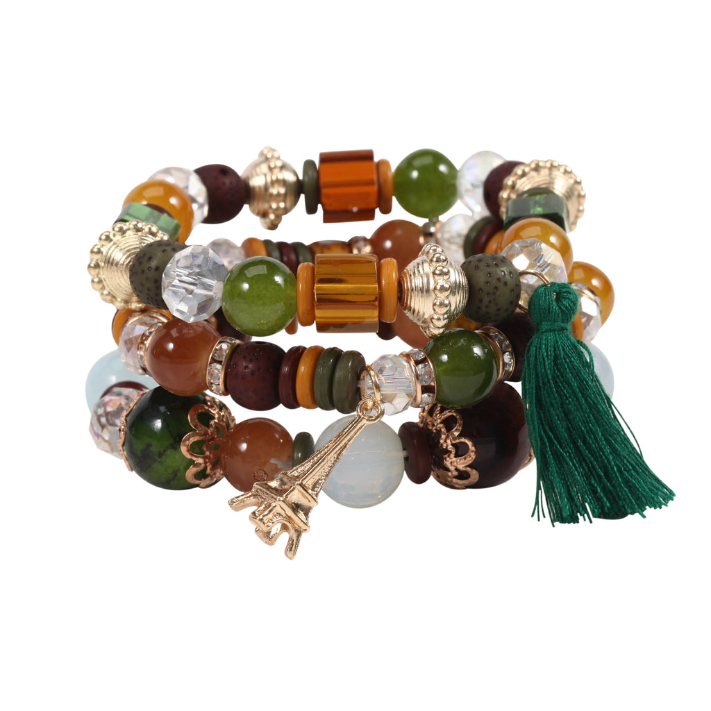 Add a Pop of Color to Your Bohemian Look with our Multilayer Colorful Stackable Bracelets for Women