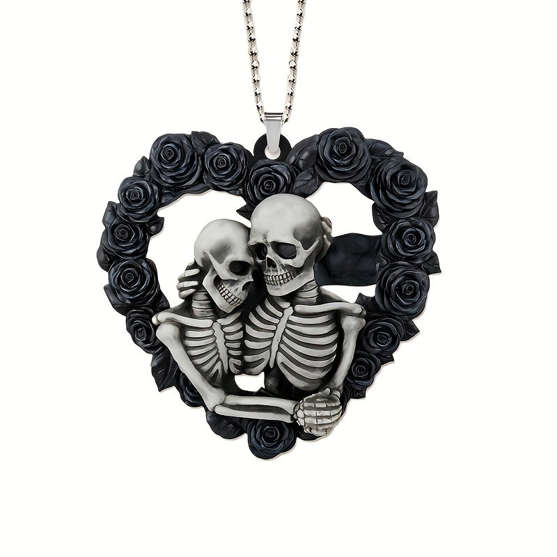 1pc Halloween Skull Heart Car Decoration - Perfect for Birthday Parties, Christmas Trees, and More!