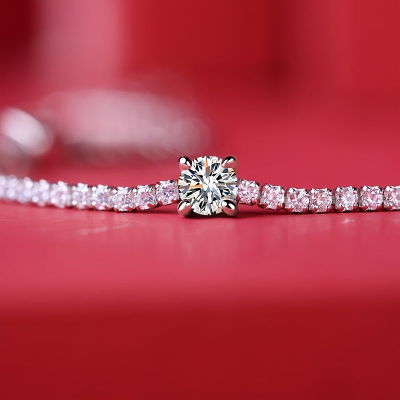Moissanite Chain Bracelet Adjustable 925 Silver Hand Chain Jewelry Decor