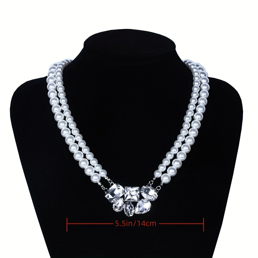 Vintage Baroque Style Double Layer Faux Pearl Chain Multilayer Necklace Elegant Neck Jewelry Gift Accessories For Girls