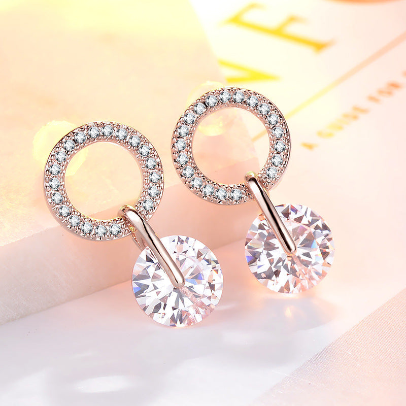 Luxury Earrings Elegant Double Crystal Zircon Drop Dangle Earrings Wedding Jewelry Gifts