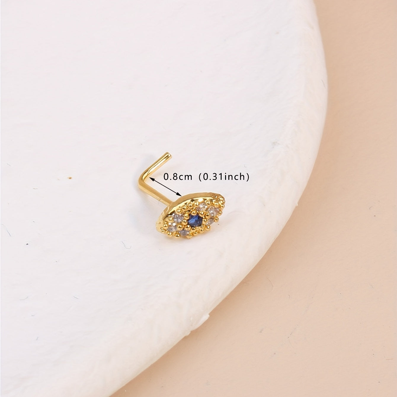 Nose Rings Stud L Bone Screw Shaped Nose Ring Devil Eye CZ Body Piercing Jewelry For Women Men