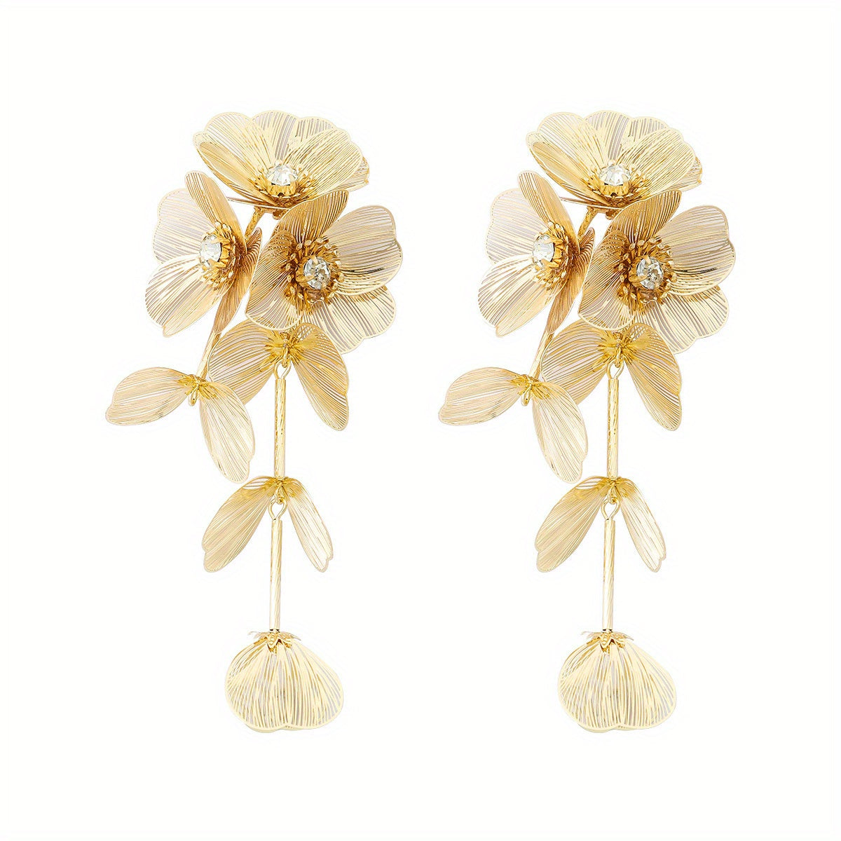 3pcs Earrings Plus Necklace Handmade Flower Decor Inlaid Rhinestone Vintage Jewelry Set Perfect Decor For Night Club Party Accessories