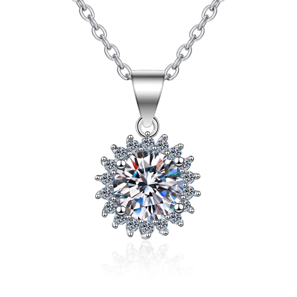 1-5 Ct Round Moissanite Necklace For Women 18K Gold Plated 925 Silver Moissanite Stone Necklace