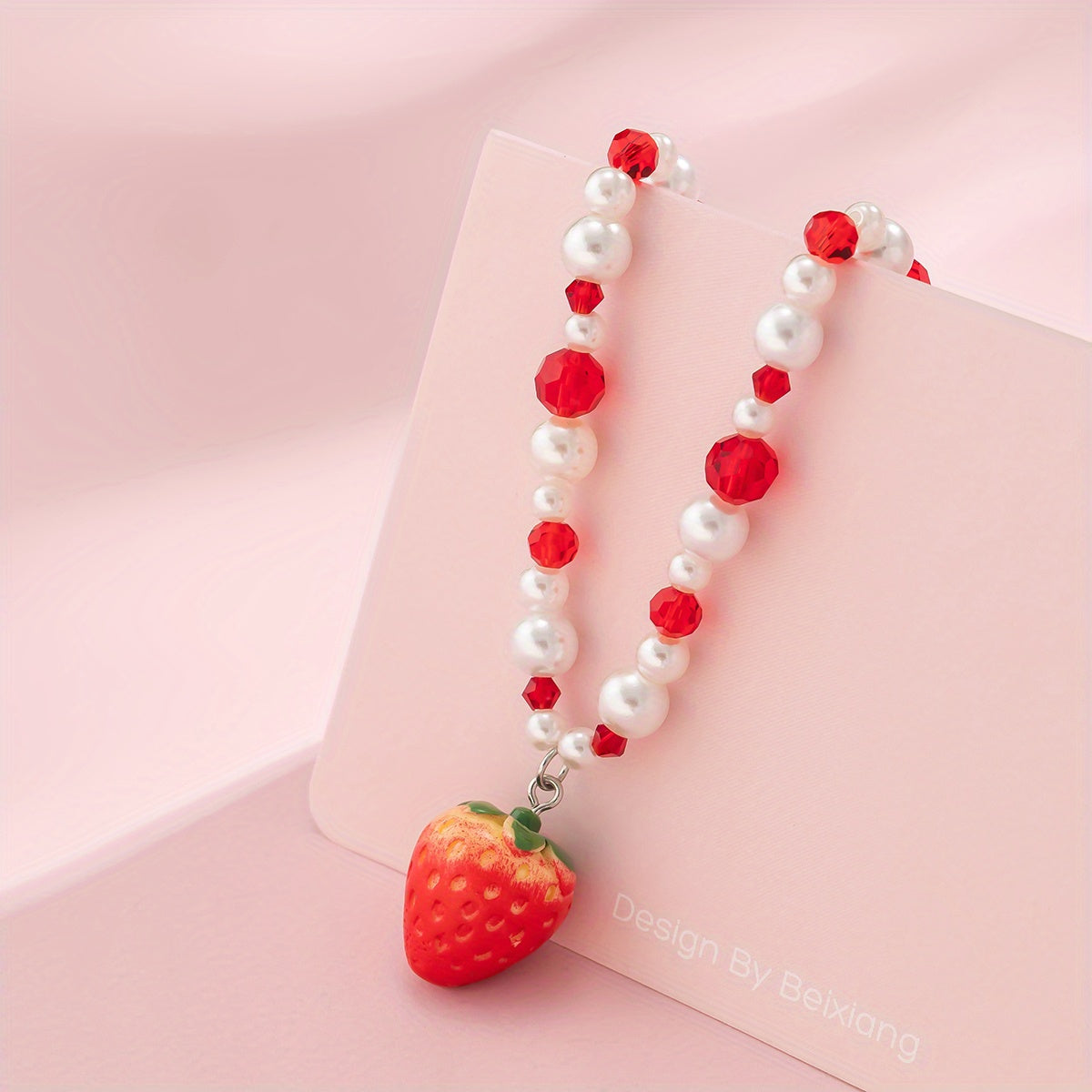 Sweet Strawberry Pendant Beaded Necklace - Perfect Gift for Girls for Summer Parties!