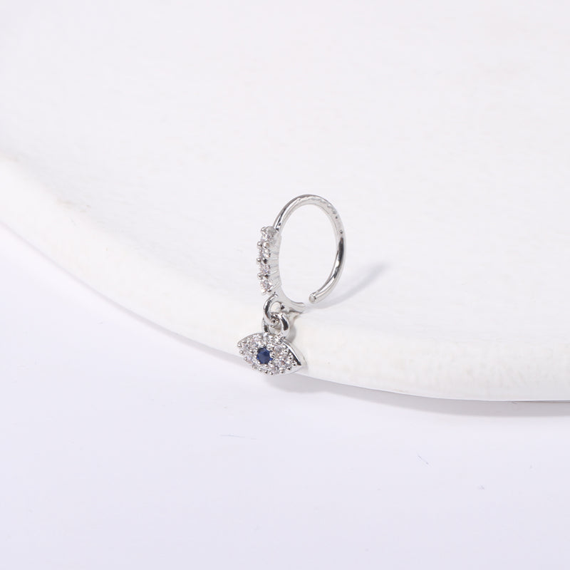 Get Noticed with Devil Eye Dangle Nose Rings Inlaid with Shiny Zircon - Perfect for Piercing!
