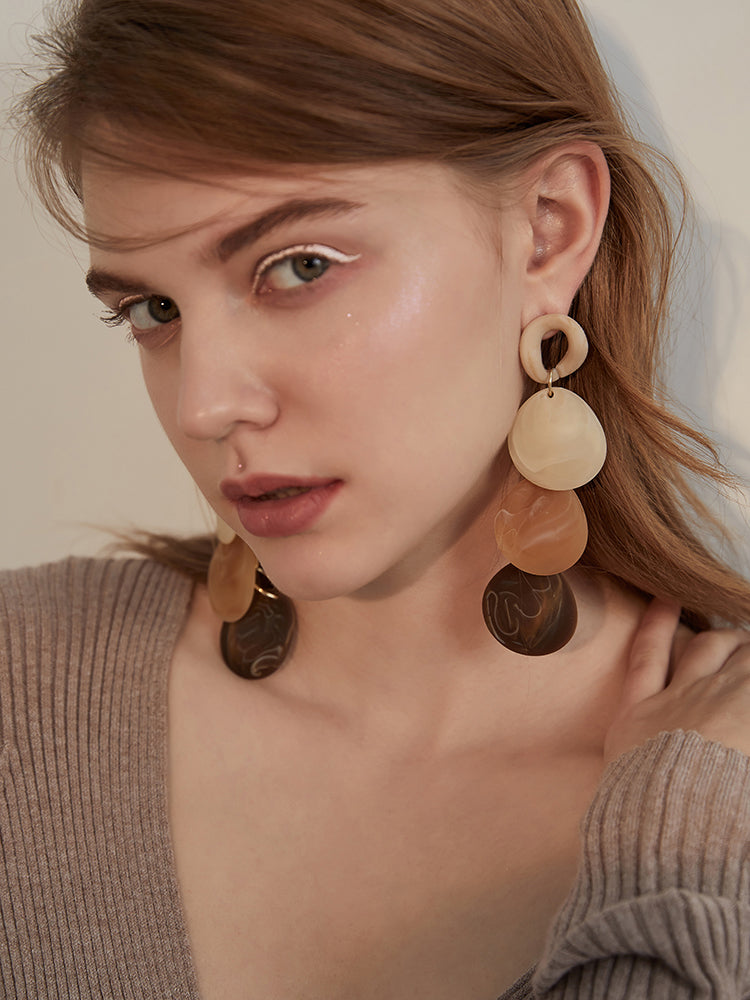 FN Exaggerated Acrylic Oval Ball Earrings LOJS132
