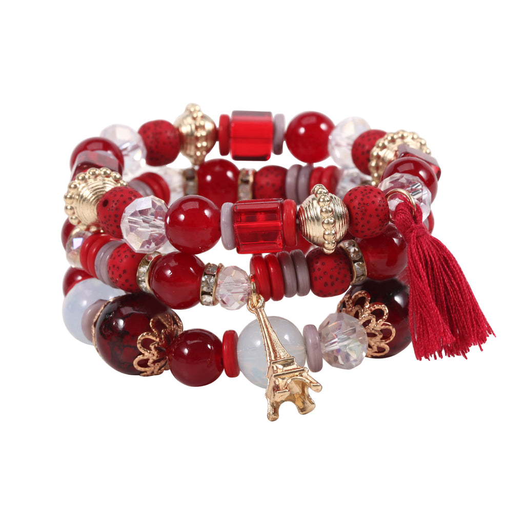 Add a Pop of Color to Your Bohemian Look with our Multilayer Colorful Stackable Bracelets for Women