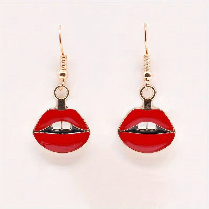 Make a statement with these vintage red lips drop earrings - perfect for parties and costumes