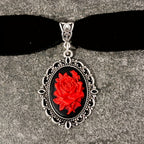 Gothic Style Black Velvet Choker With Teardrop Shape Red Crystal Pendant, Women's Personality Neck Jewelry