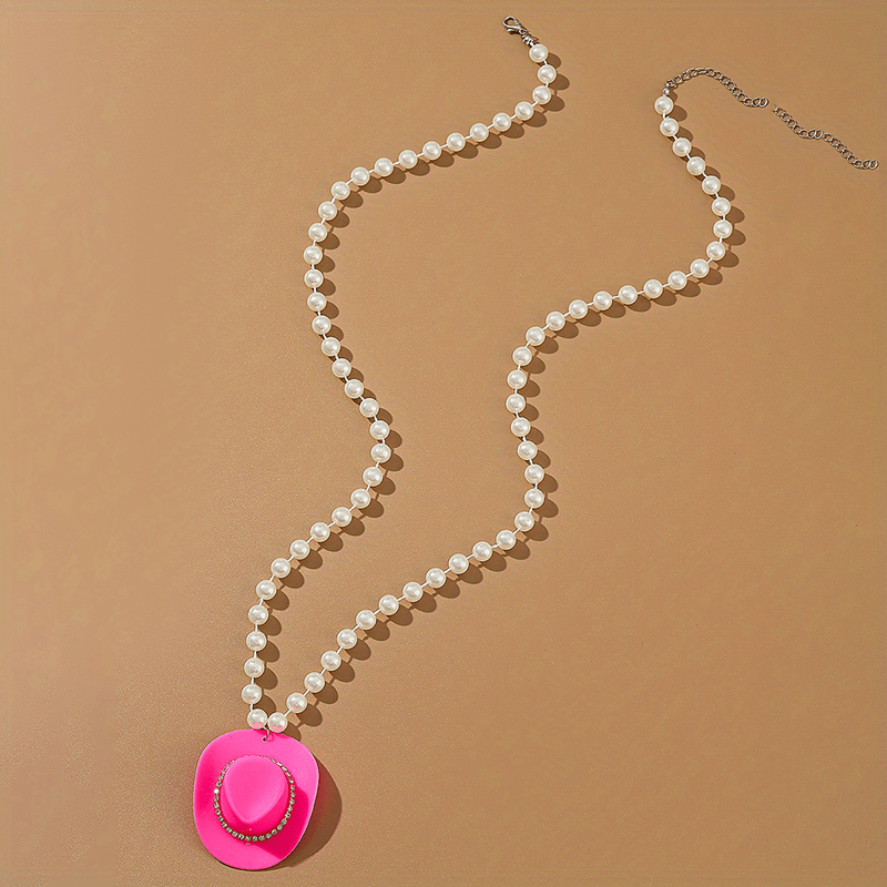 Add a Touch of Elegance with our Pink Faux Pearl Pendant Necklace - Perfect for Women and Girls with Niche Design