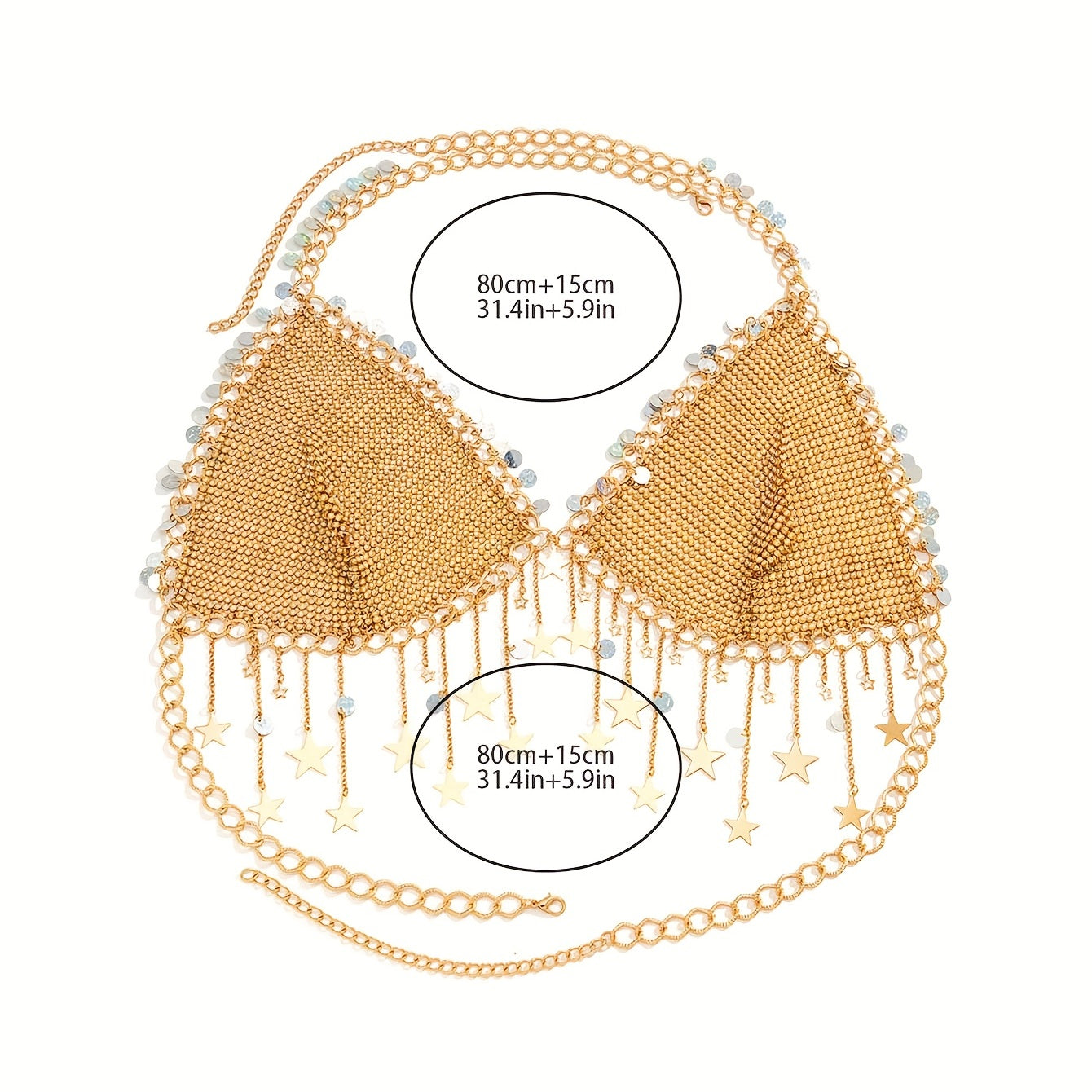 Star Sequin Tassel Sexy Bikini Nightclub Carnival Party Beach Music Festival Bra Chain Body Chain Lingerie Decoration Chain