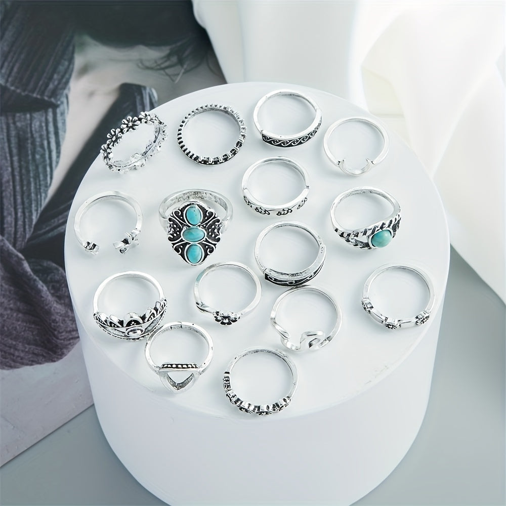 Vintage Bohemian Finger Ring Set Versatile Stackable Finger Ring Jewelry For Women