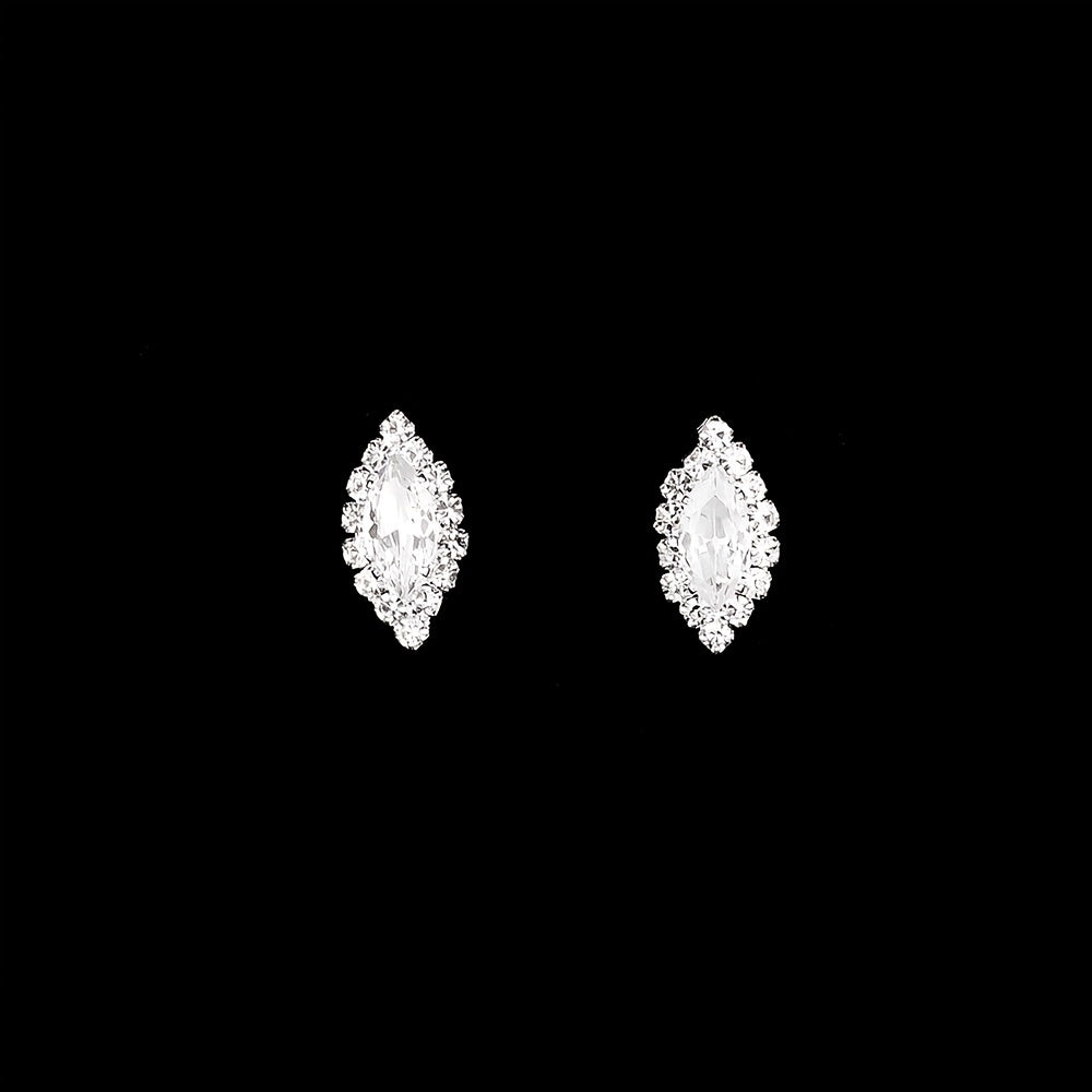 Elegant Rhinestone Wedding Jewelry Set with Zircon Pendant Necklace and Dangle Earrings for Women and Girls
