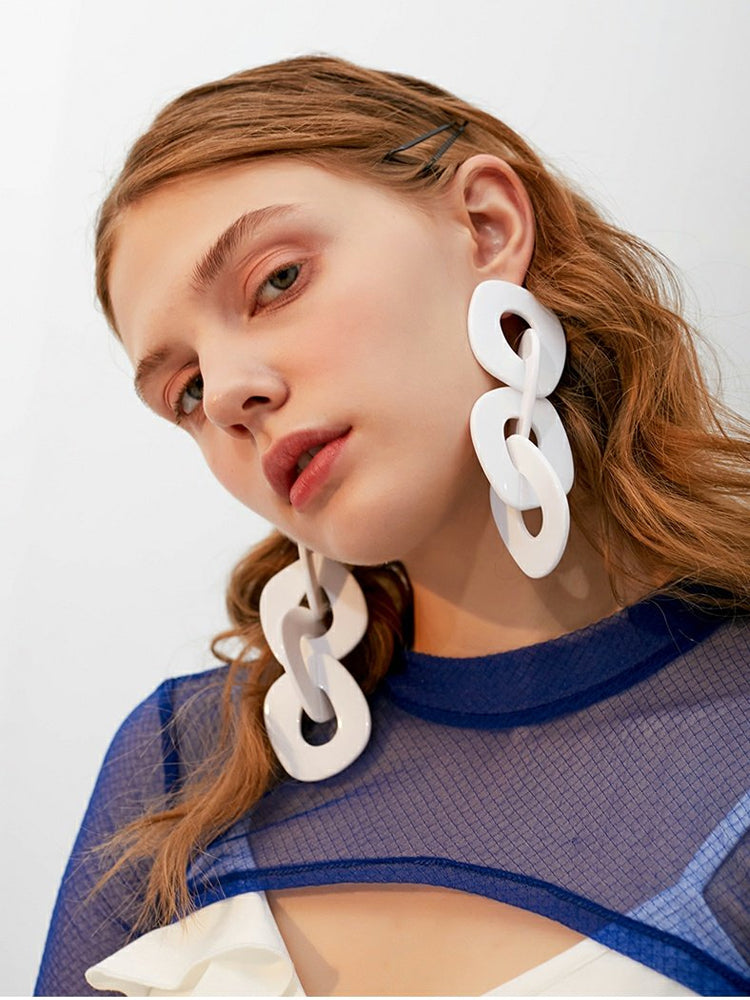 FN Acetate Acrylic Irregular Chain Earrings  LOJS128