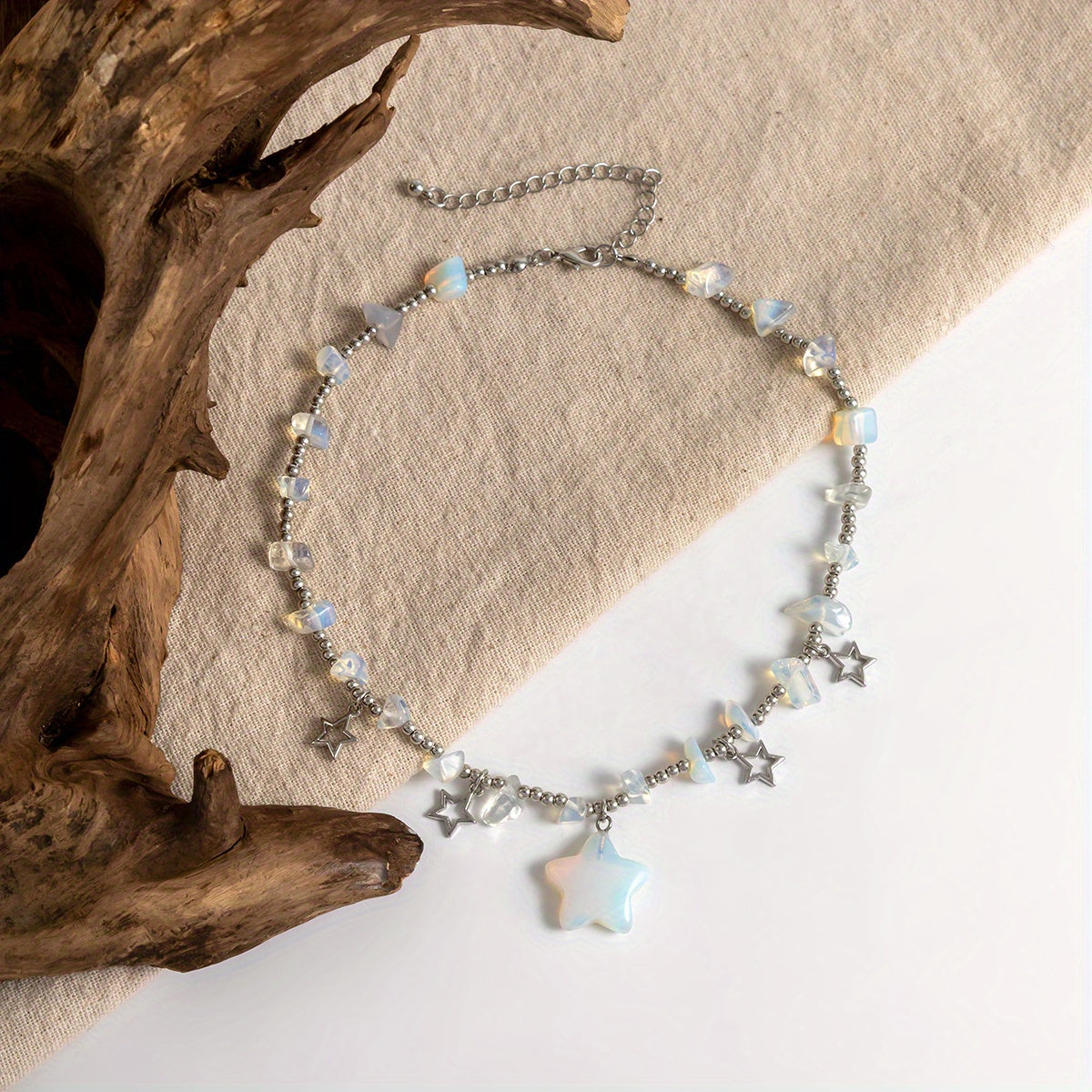 Colorful Irregular Stone Vintage Turquoise Beads Star Pendant Clavicle Necklace For Girls Gift