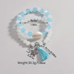 2pcs Glass Beads Tassel Alloy Starfish Pendant Ladies Bracelet Set Summer Beach Decor Vacation Ornament