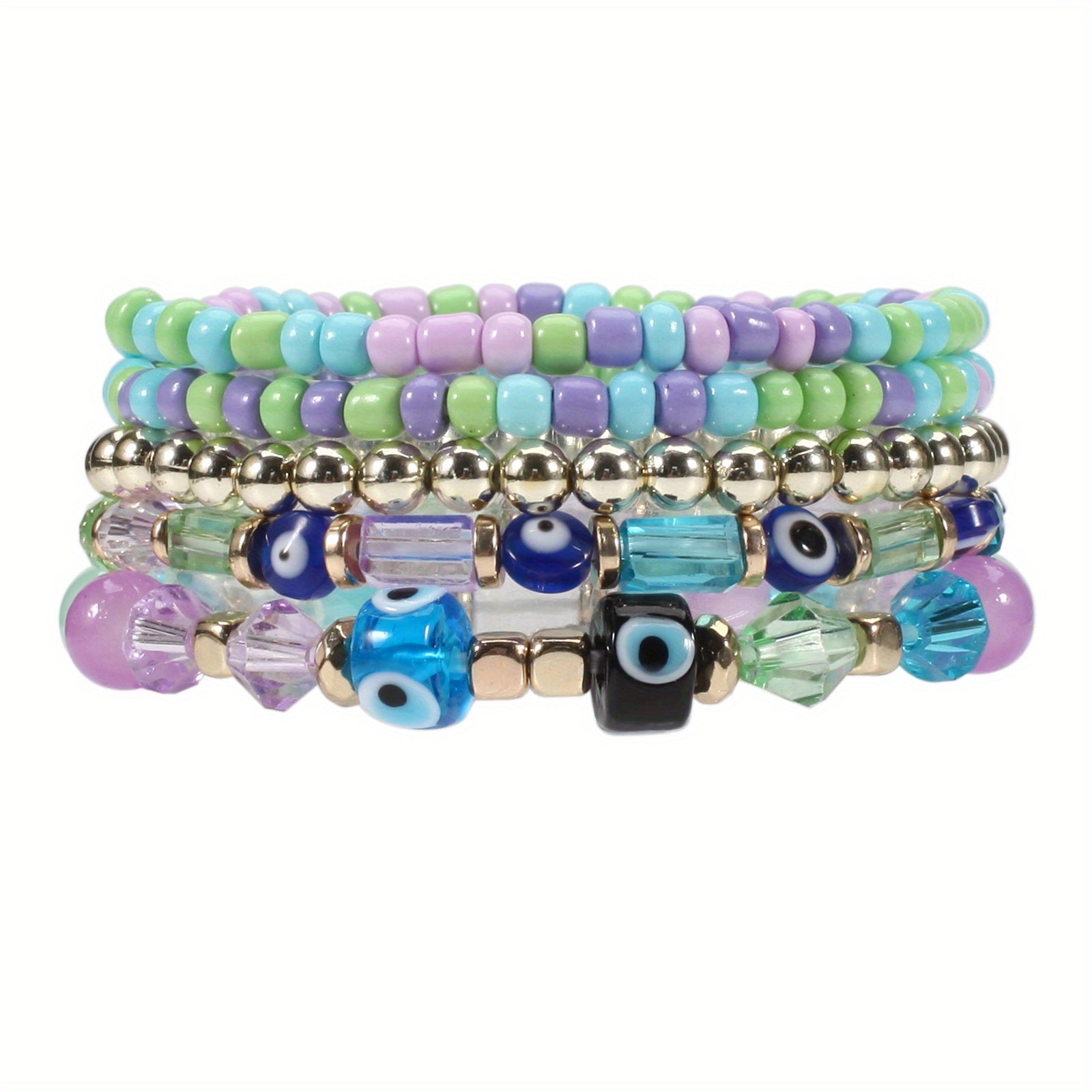 Boho Style Beaded Bracelet Set Stackable Hand Jewelry Accessories For Women