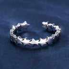 1pc 925 Sterling Silver Ring Cute Star Design Adjustable Cuff Ring Match Daily Outfits Sweet Dating Gift For Your Girl (0.08oz)