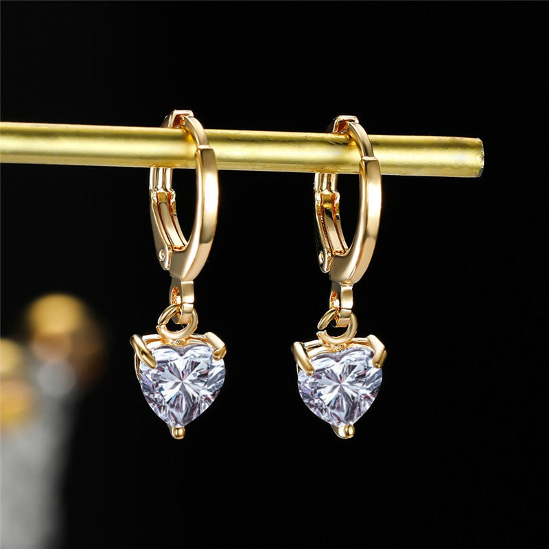 Heart Shape Shiny Zircon Drop Earrings Tiny Cartilage Earrings Ear Piercing Jewelry Gift Hoop Earrings