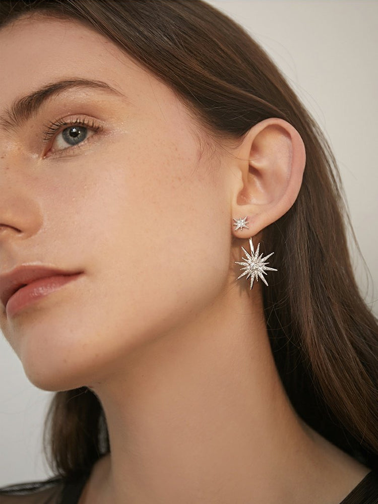 FN 925 Silver Needle Five-Pointed Star Earrings Ear Clips LOJS129